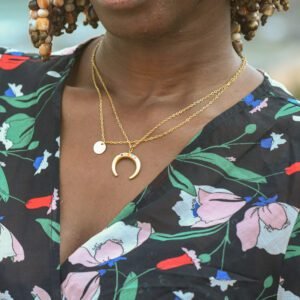 Collier Pendentif Lune Coloré