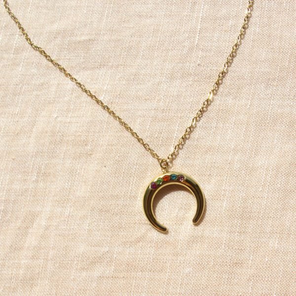 Collier Pendentif Lune Coloré – Image 3